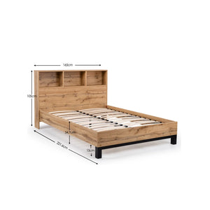 Bali Bookcase Headboard Bed 150cm - Light Oak - Living with Luxury