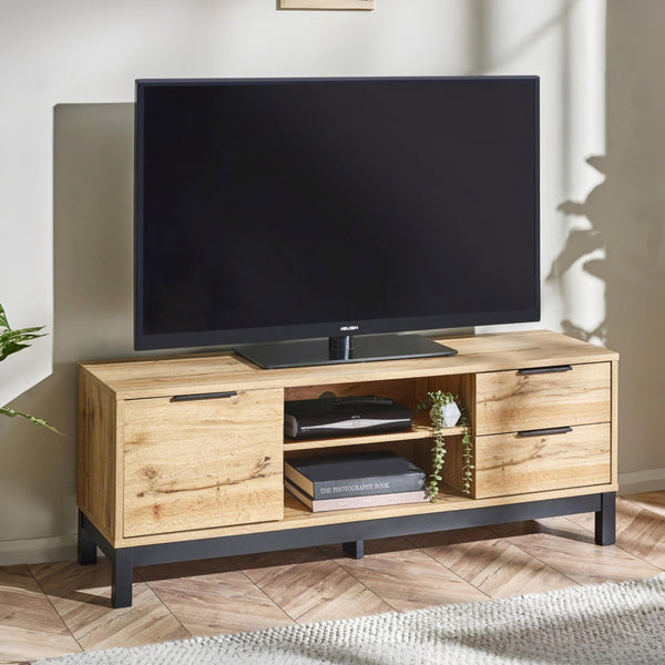 BALI TV UNIT IN CLICK CLACK SYSTEM - LIGHT OAK - Living with Luxury