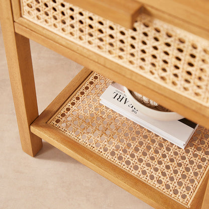 Bali Rattan Bedside Table with 1 Drawer