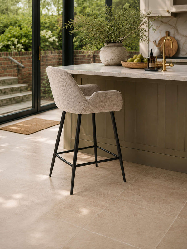 Barley Chenille Bar Stool - Cookies and Cream Chenille - Living with Luxury