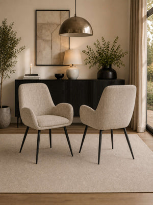 Barley Dining Chair (Set of 2) - Cookies and Cream Chenille - Living with Luxury