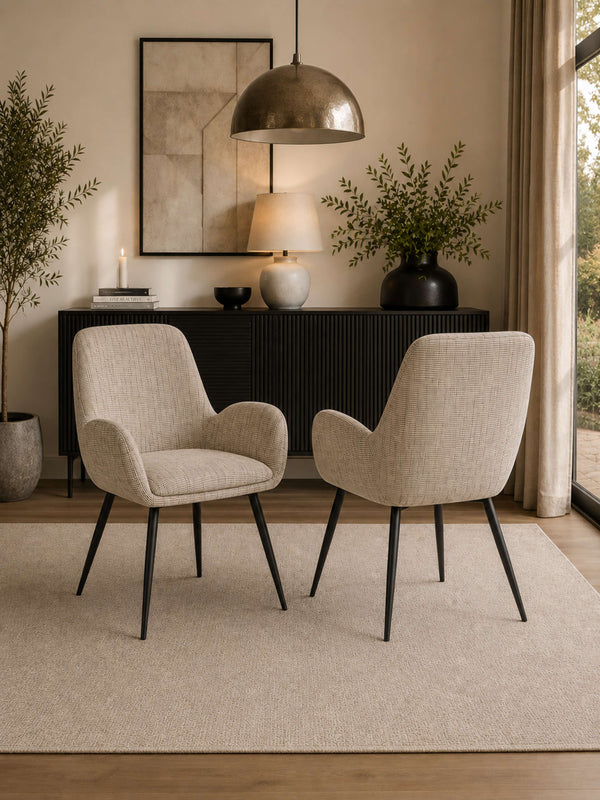 Barley Dining Chair (Set of 2) - Cookies and Cream Chenille - Living with Luxury