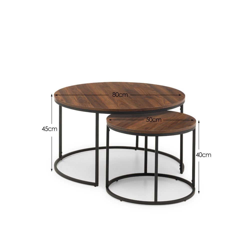 BELLINI ROUND NESTING COFFEE TABLE - WALNUT - Living with Luxury