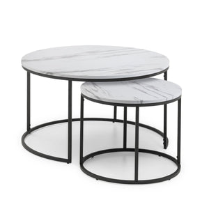 BELLINI ROUND NESTING COFFEE TABLE - WHITE MARBLE - Living with Luxury