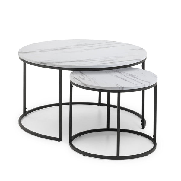 BELLINI ROUND NESTING COFFEE TABLE - WHITE MARBLE - Living with Luxury