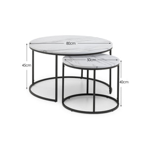 BELLINI ROUND NESTING COFFEE TABLE - WHITE MARBLE - Living with Luxury