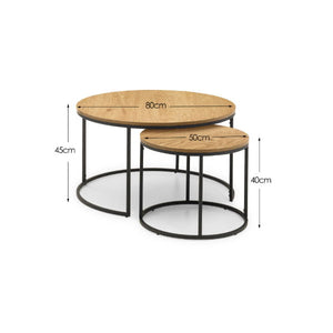 Bellini Round Nesting Coffee Table Oak - Living with Luxury