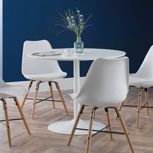 BLANCO ROUND WHITE PEDESTAL TABLE - Living with Luxury