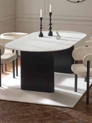 Bolivia 220cm White Stone Effect Oval Dining Table - Living with Luxury