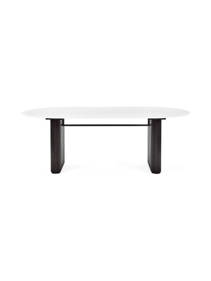 Bolivia 220cm White Stone Effect Oval Dining Table - Living with Luxury