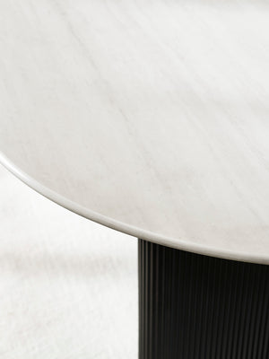 Bolivia 220cm White Stone Effect Oval Dining Table - Living with Luxury