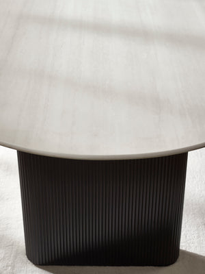 Bolivia 220cm White Stone Effect Oval Dining Table - Living with Luxury