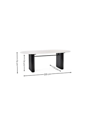 Bolivia 220cm White Stone Effect Oval Dining Table - Living with Luxury