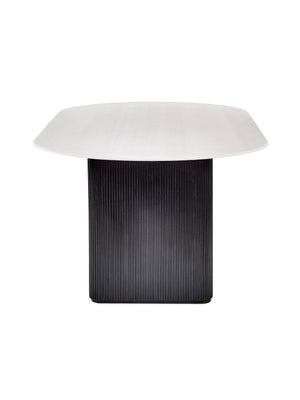 Bolivia 220cm White Stone Effect Oval Dining Table - Living with Luxury
