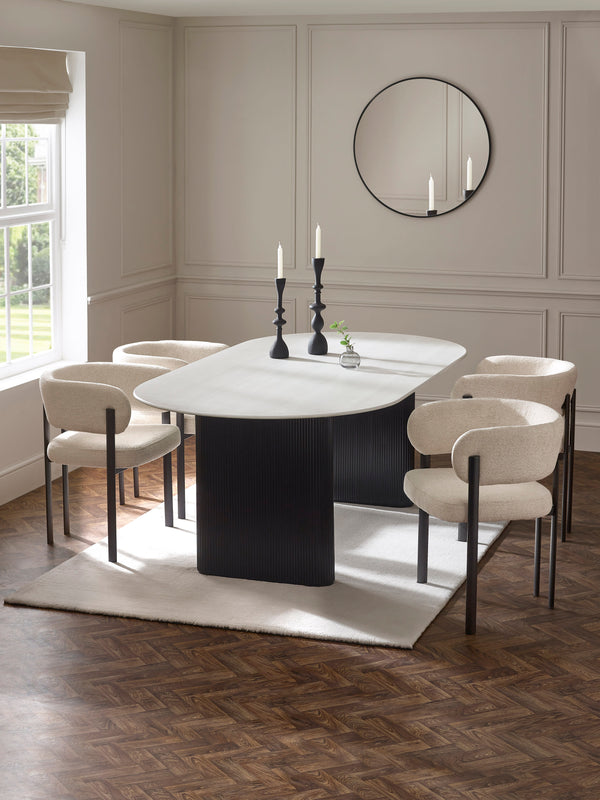 Set of 2 Bolivia Cream Chenille Upholstered Dining Chairs - Living with Luxury