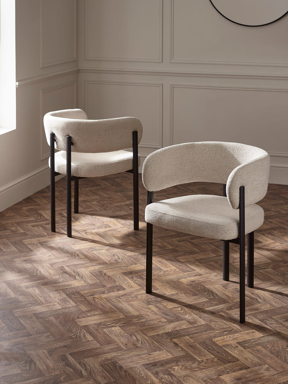 Set of 2 Bolivia Cream Chenille Upholstered Dining Chairs - Living with Luxury