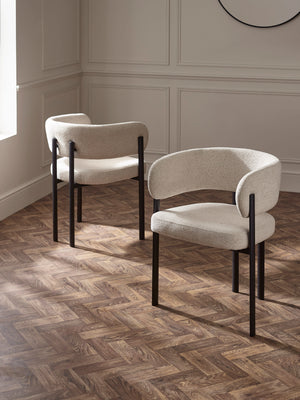 Set of 2 Bolivia Cream Chenille Upholstered Dining Chairs - Living with Luxury