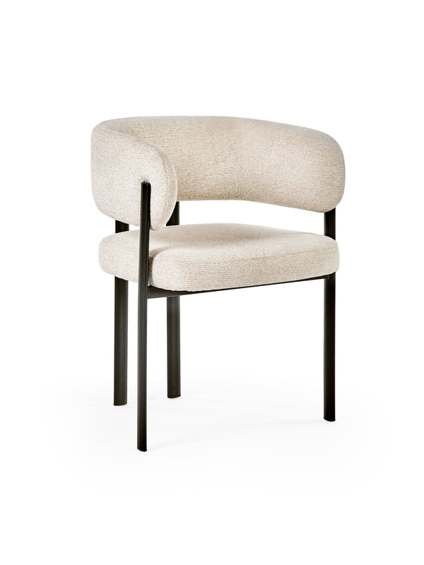 Set of 2 Bolivia Cream Chenille Upholstered Dining Chairs - Living with Luxury
