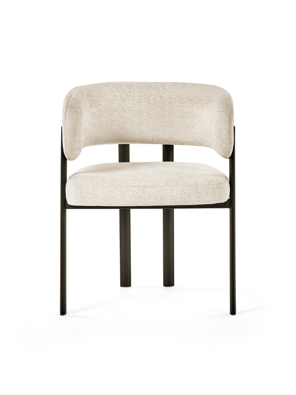 Set of 2 Bolivia Cream Chenille Upholstered Dining Chairs - Living with Luxury