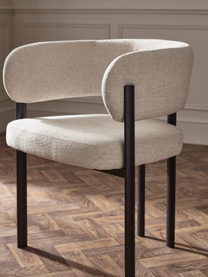 Set of 2 Bolivia Cream Chenille Upholstered Dining Chairs - Living with Luxury