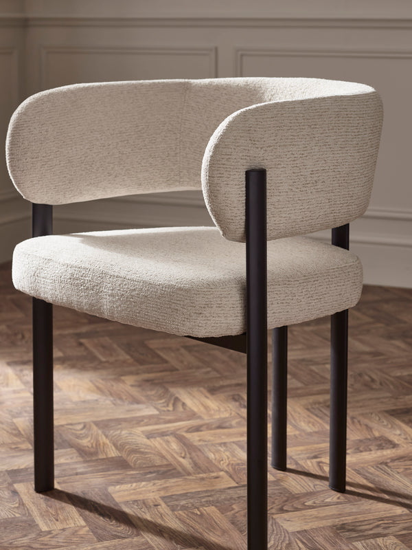 Set of 2 Bolivia Cream Chenille Upholstered Dining Chairs - Living with Luxury