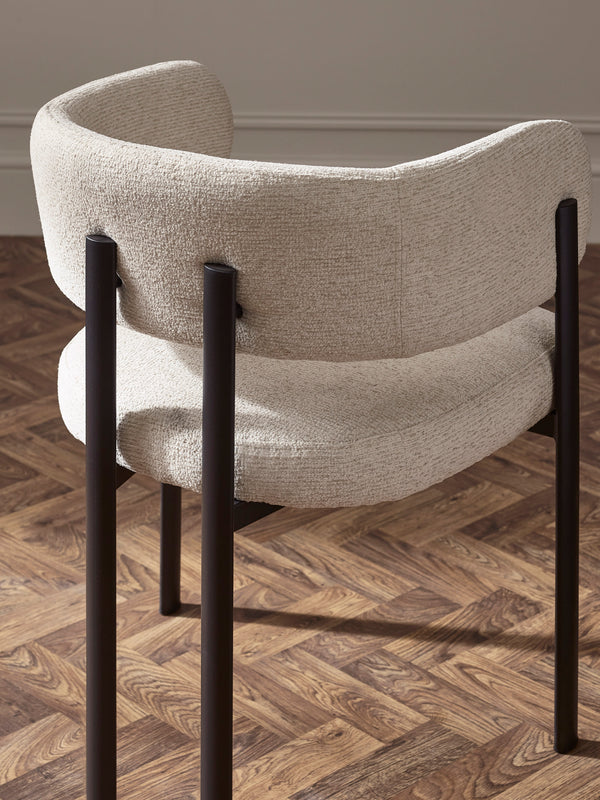 Set of 2 Bolivia Cream Chenille Upholstered Dining Chairs - Living with Luxury