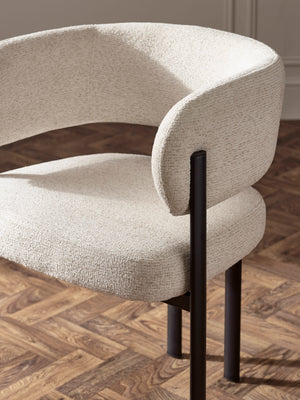 Set of 2 Bolivia Cream Chenille Upholstered Dining Chairs - Living with Luxury
