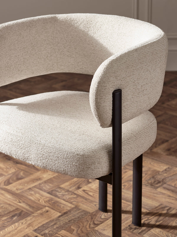 Set of 2 Bolivia Cream Chenille Upholstered Dining Chairs - Living with Luxury
