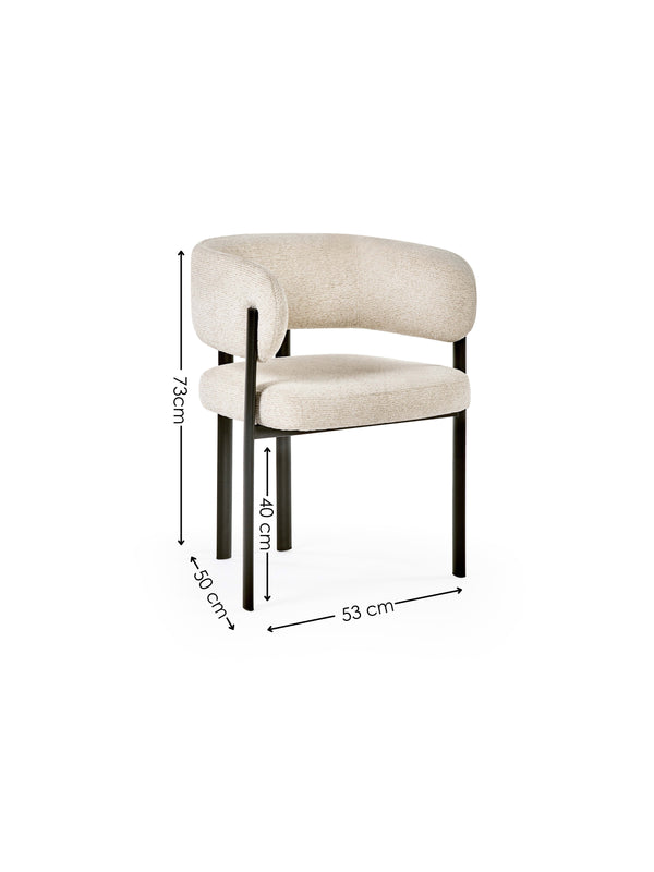 Set of 2 Bolivia Cream Chenille Upholstered Dining Chairs - Living with Luxury
