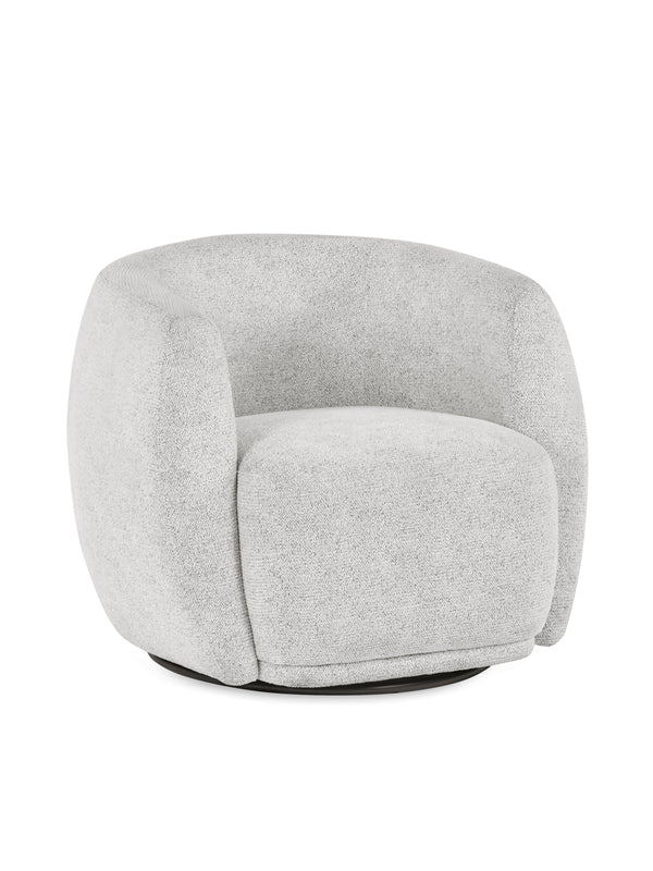 Bowline Cream Chenille Upholstered Swivel Accent Chair - Living with Luxury