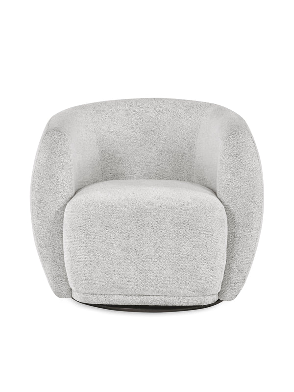 Bowline Cream Chenille Upholstered Swivel Accent Chair - Living with Luxury