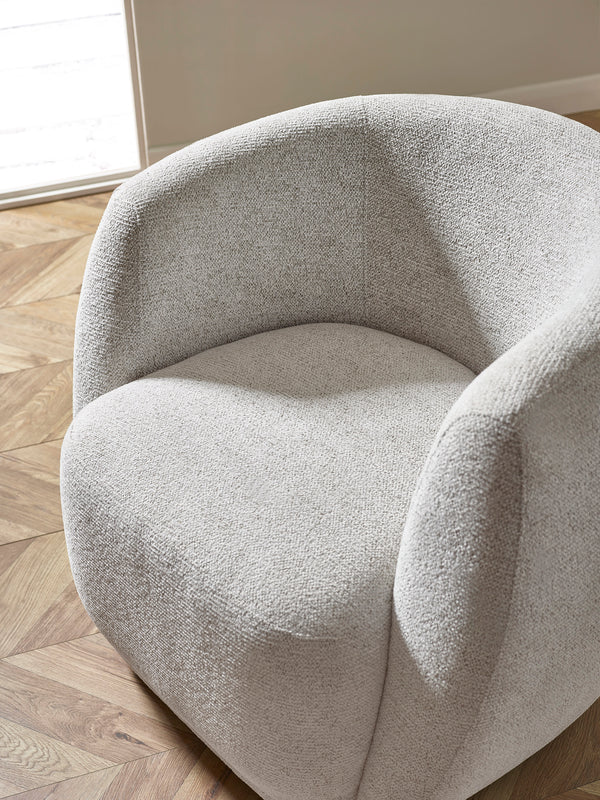 Bowline Cream Chenille Upholstered Swivel Accent Chair - Living with Luxury