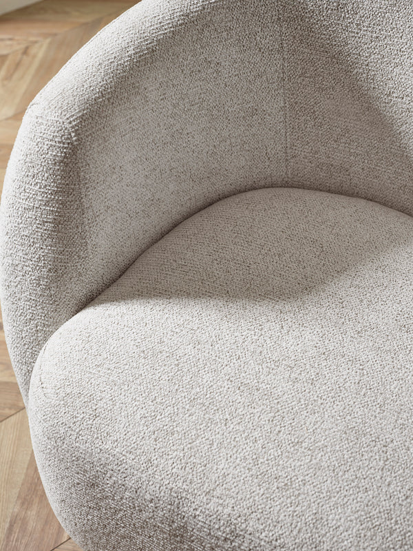 Bowline Cream Chenille Upholstered Swivel Accent Chair - Living with Luxury