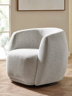 Bowline Cream Chenille Upholstered Swivel Accent Chair - Living with Luxury