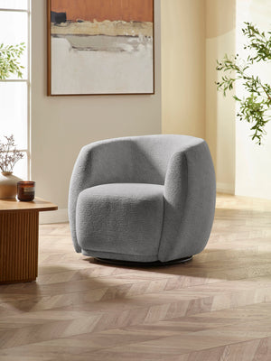 Bowline Grey Chenille Upholstered Swivel Accent Chair - Living with Luxury