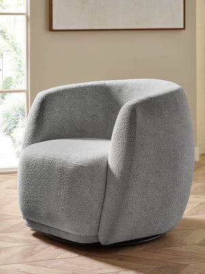 Bowline Grey Chenille Upholstered Swivel Accent Chair - Living with Luxury
