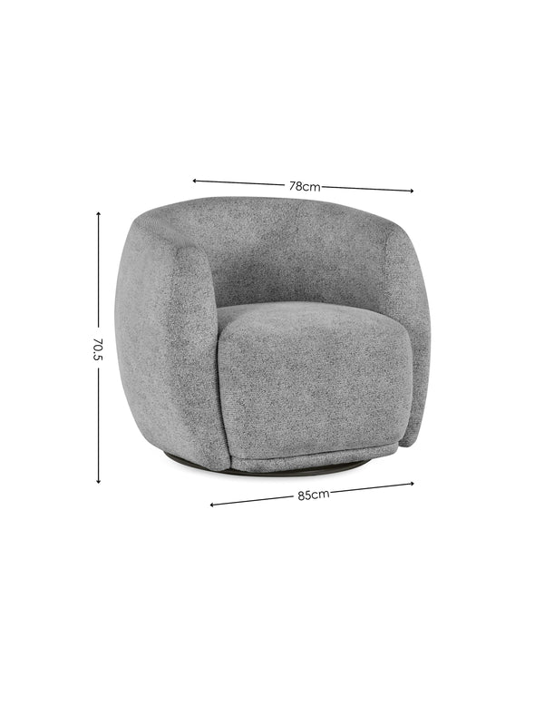Bowline Grey Chenille Upholstered Swivel Accent Chair - Living with Luxury