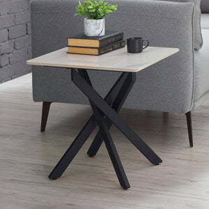 BRADLEY WHITE MARBLE LAMP TABLE - Living with Luxury