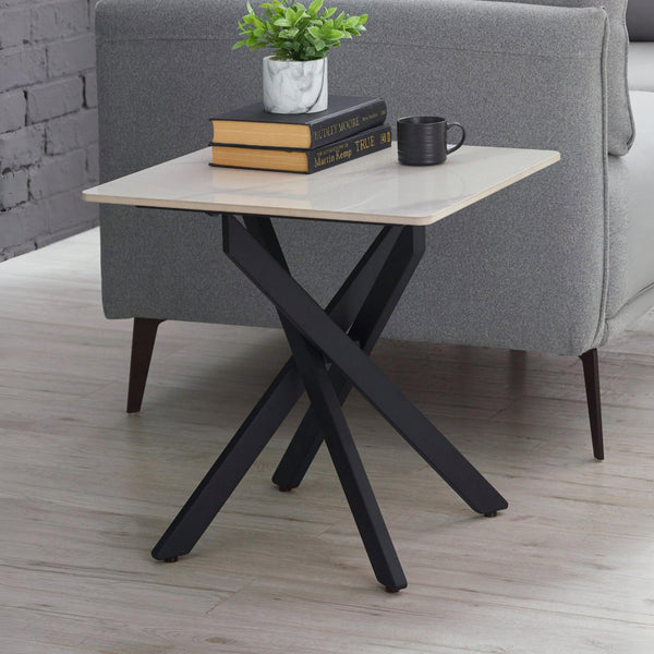 BRADLEY WHITE MARBLE LAMP TABLE - Living with Luxury
