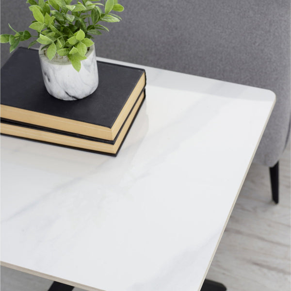 BRADLEY WHITE MARBLE LAMP TABLE - Living with Luxury