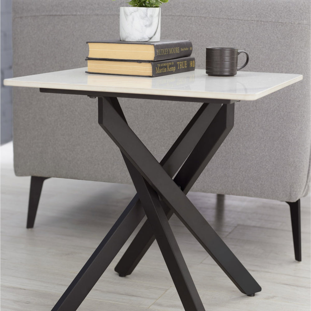 BRADLEY WHITE MARBLE LAMP TABLE - Living with Luxury