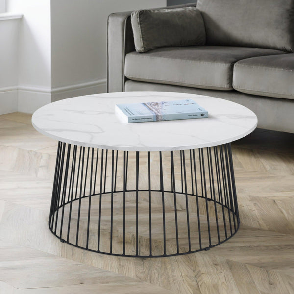 BROADWAY ROUND COFFEE TABLE - WHITE MARBLE - Living with Luxury