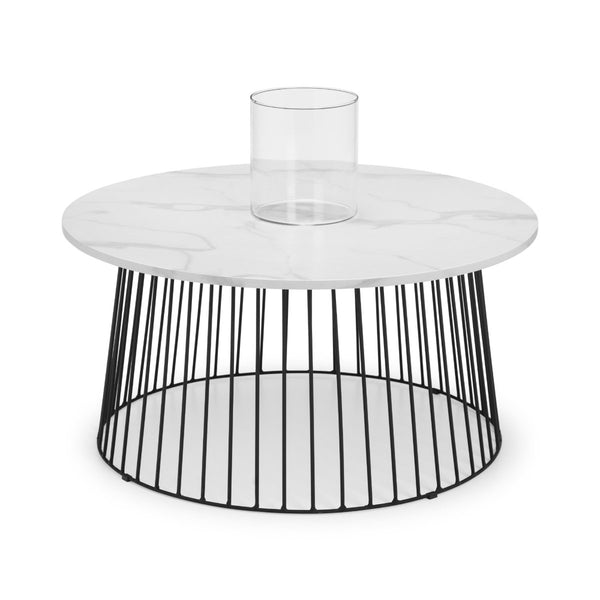 BROADWAY ROUND COFFEE TABLE - WHITE MARBLE - Living with Luxury