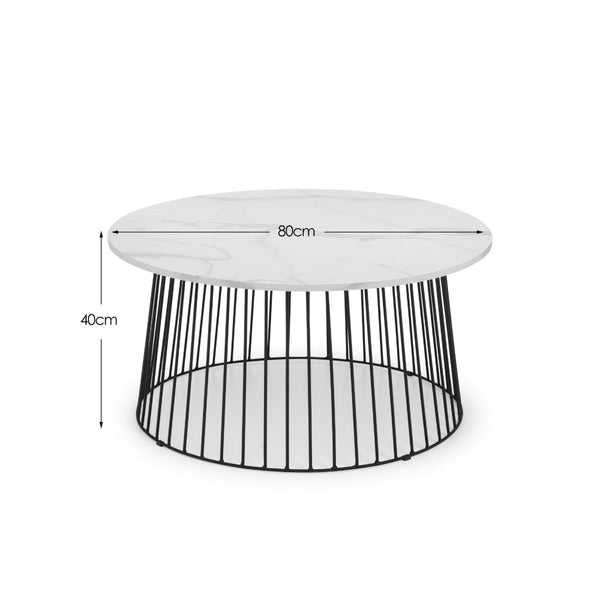 BROADWAY ROUND COFFEE TABLE - WHITE MARBLE - Living with Luxury