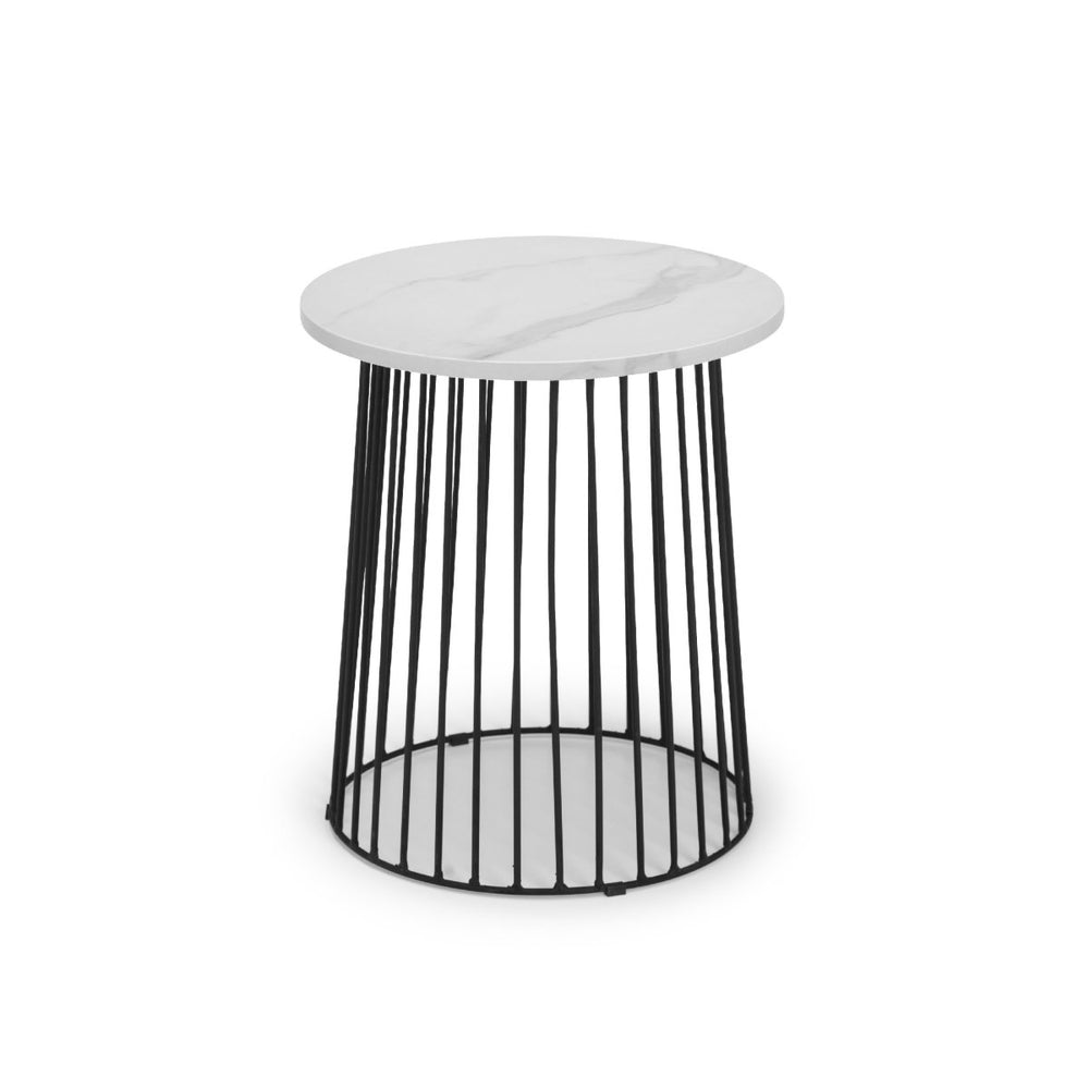 BROADWAY ROUND LAMP TABLE - WHITE MARBLE - Living with Luxury
