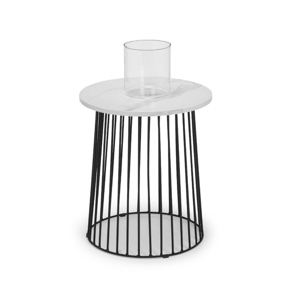 BROADWAY ROUND LAMP TABLE - WHITE MARBLE - Living with Luxury