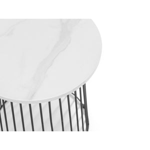 BROADWAY ROUND LAMP TABLE - WHITE MARBLE - Living with Luxury