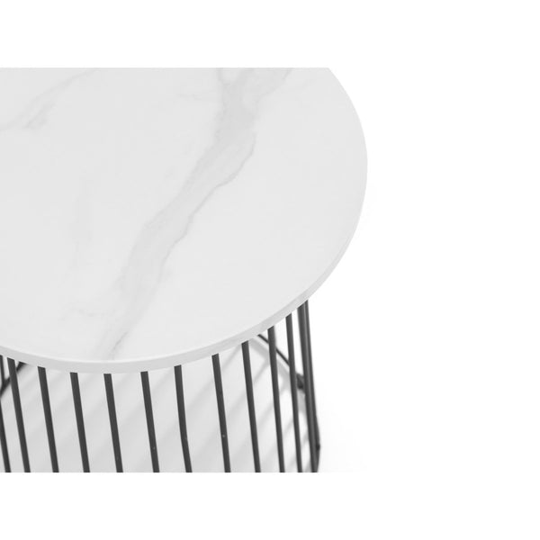 BROADWAY ROUND LAMP TABLE - WHITE MARBLE - Living with Luxury