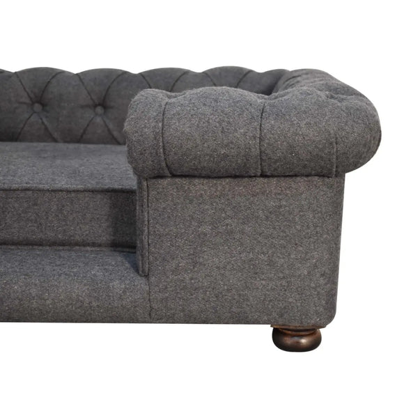 Battleship Tweed Button Pet Bed