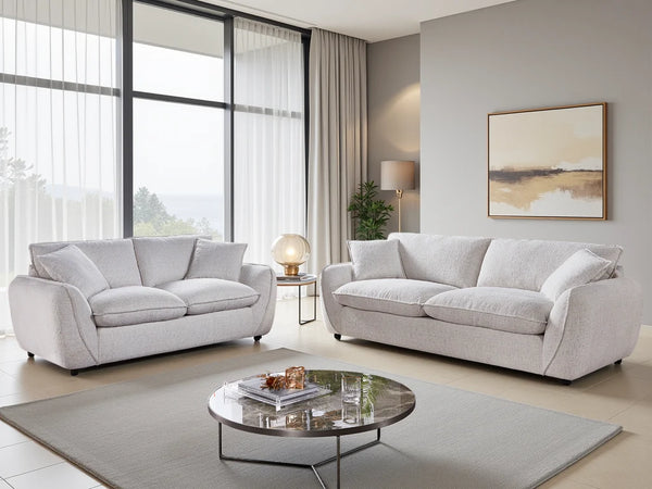 Berlin Sofa Beige 3+2 Set – Modern Textured Fabric Sofa